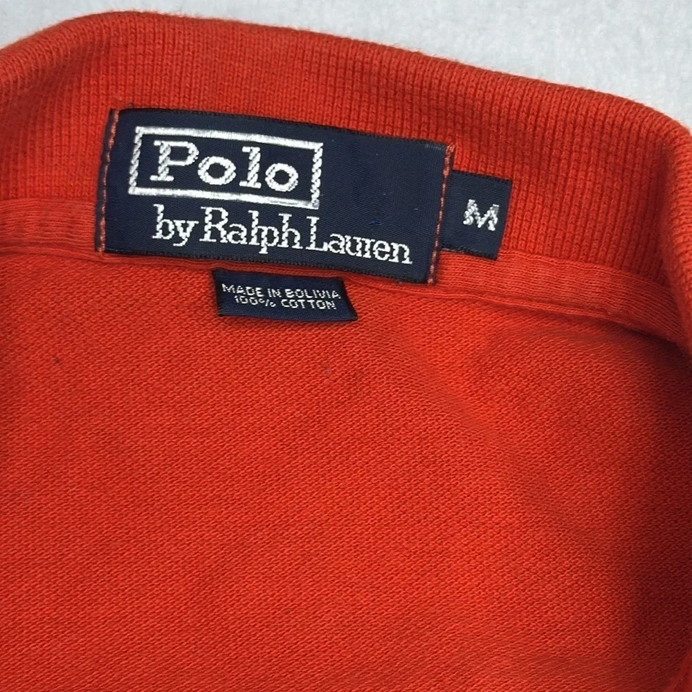 Ralph Lauren men’s polo shirt size M Medium orange 100% cotton vintage Y2K